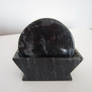 6 Black Marble Coasters, Handmade in Mexico